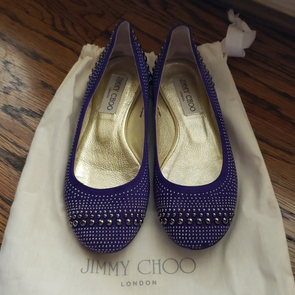 JIMMY CHOO suede studded flats